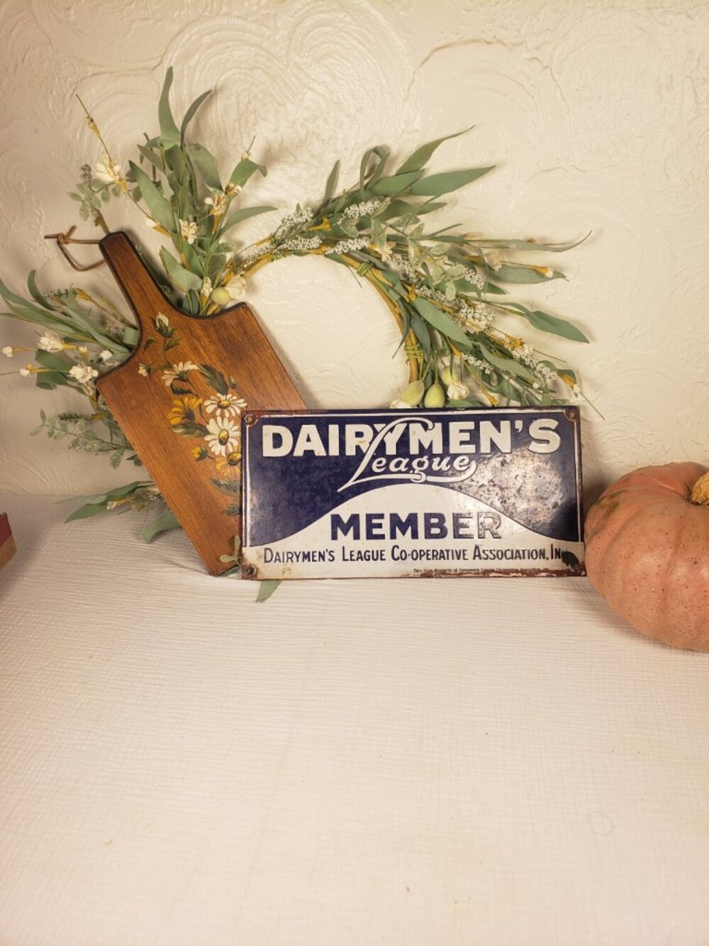Vintage Dairymen’s League Member Metal Sign Farmhouse Dairy Advertising Decor